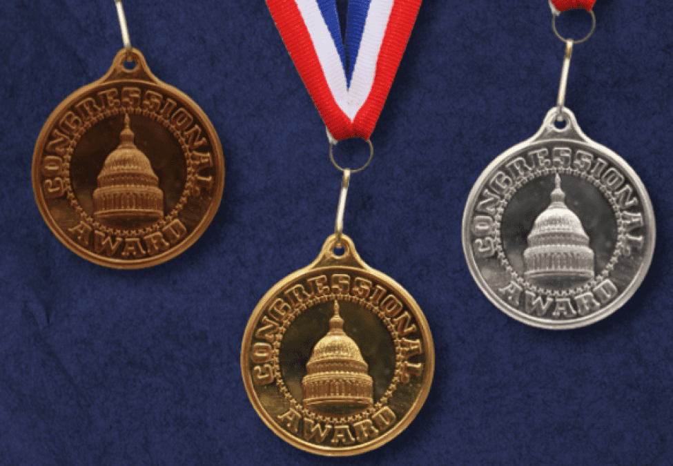 Bronze, silver, and gold Congressional Award medals