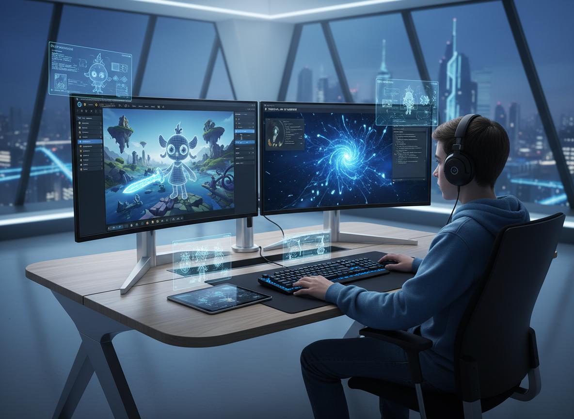 High school student in private online class